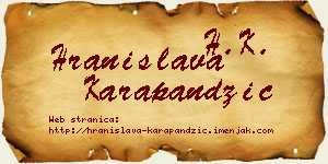 Hranislava Karapandžić vizit kartica
